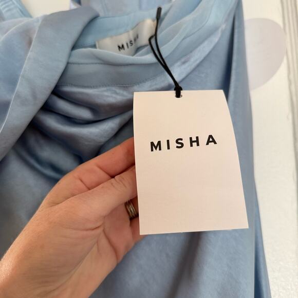 NWT NEW Misha Lilia Sash Neck Maxi Dress in Cerulean Blue - Picture 8 of 13